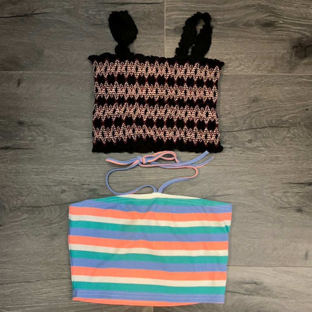 Bundle of 2 small crop playful girly casual cute sweet tops from Forever 21